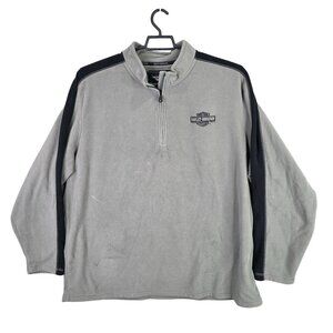 Mens Harley-Davidson Gray Fleece Pullover 1/2 Zip Jacket W/ Black Stripes 3XL